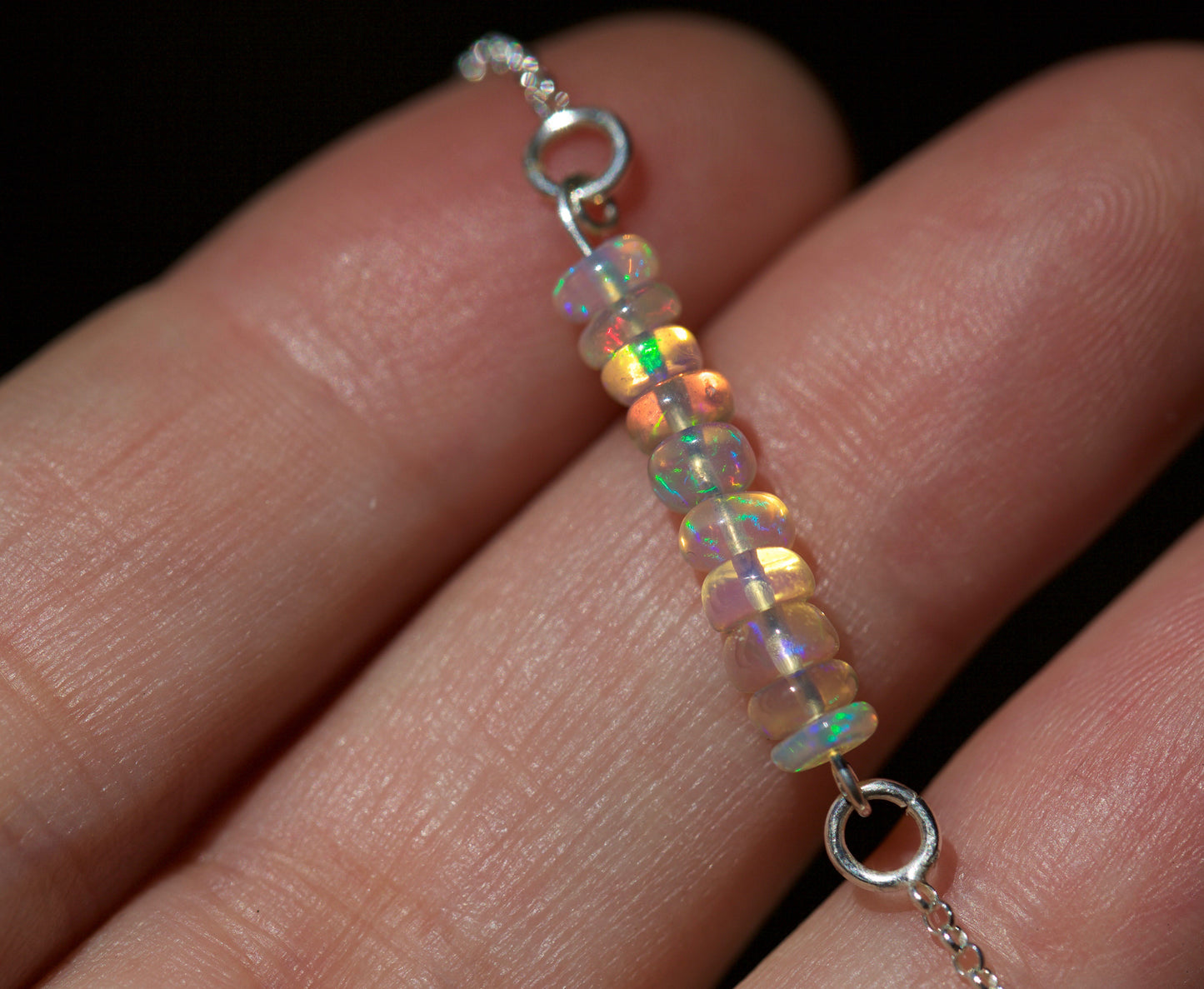 Opal Beaded Bar Necklace