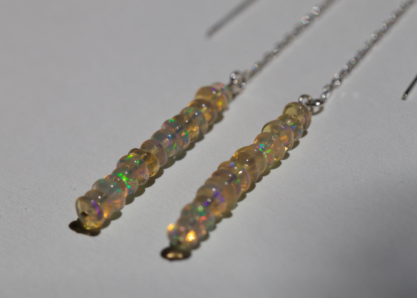 Opal Bead Threader Earrings
