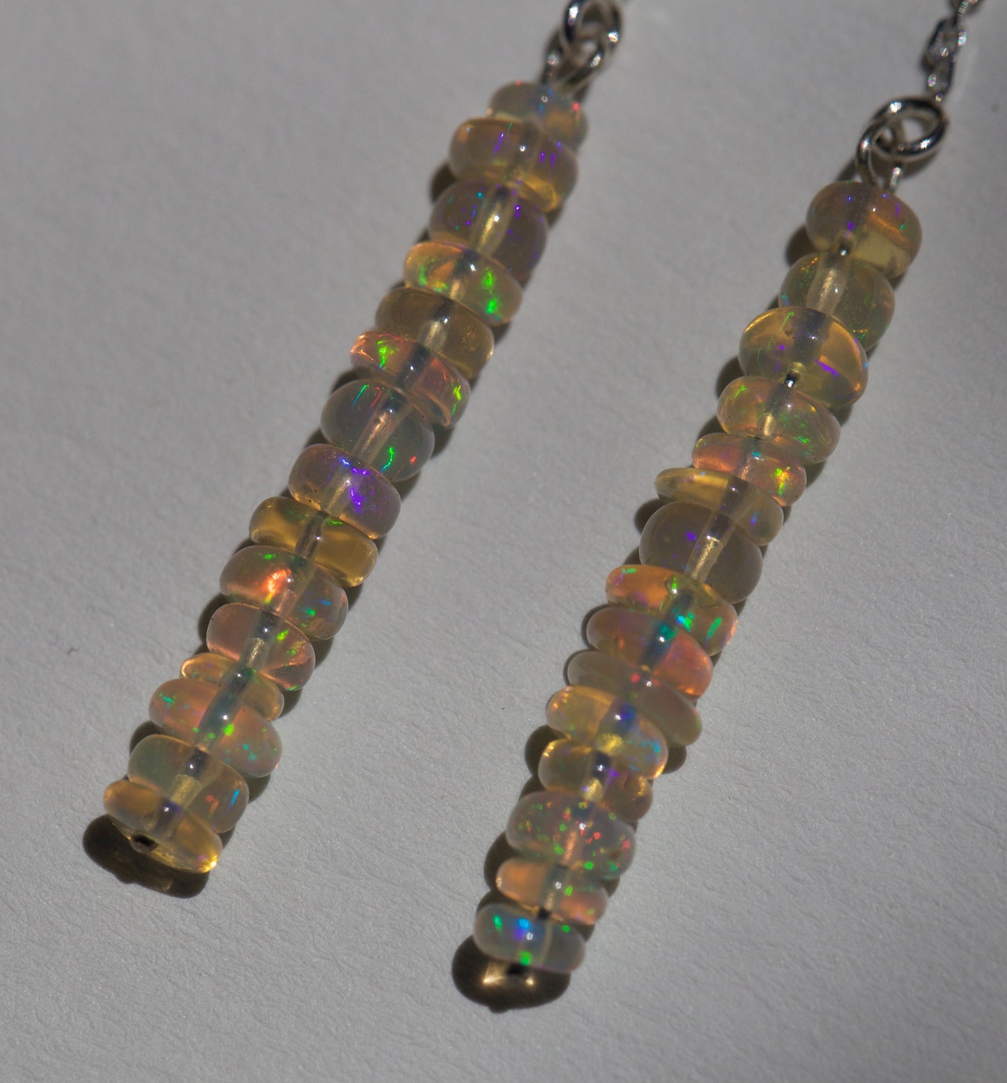 Opal Bead Threader Earrings