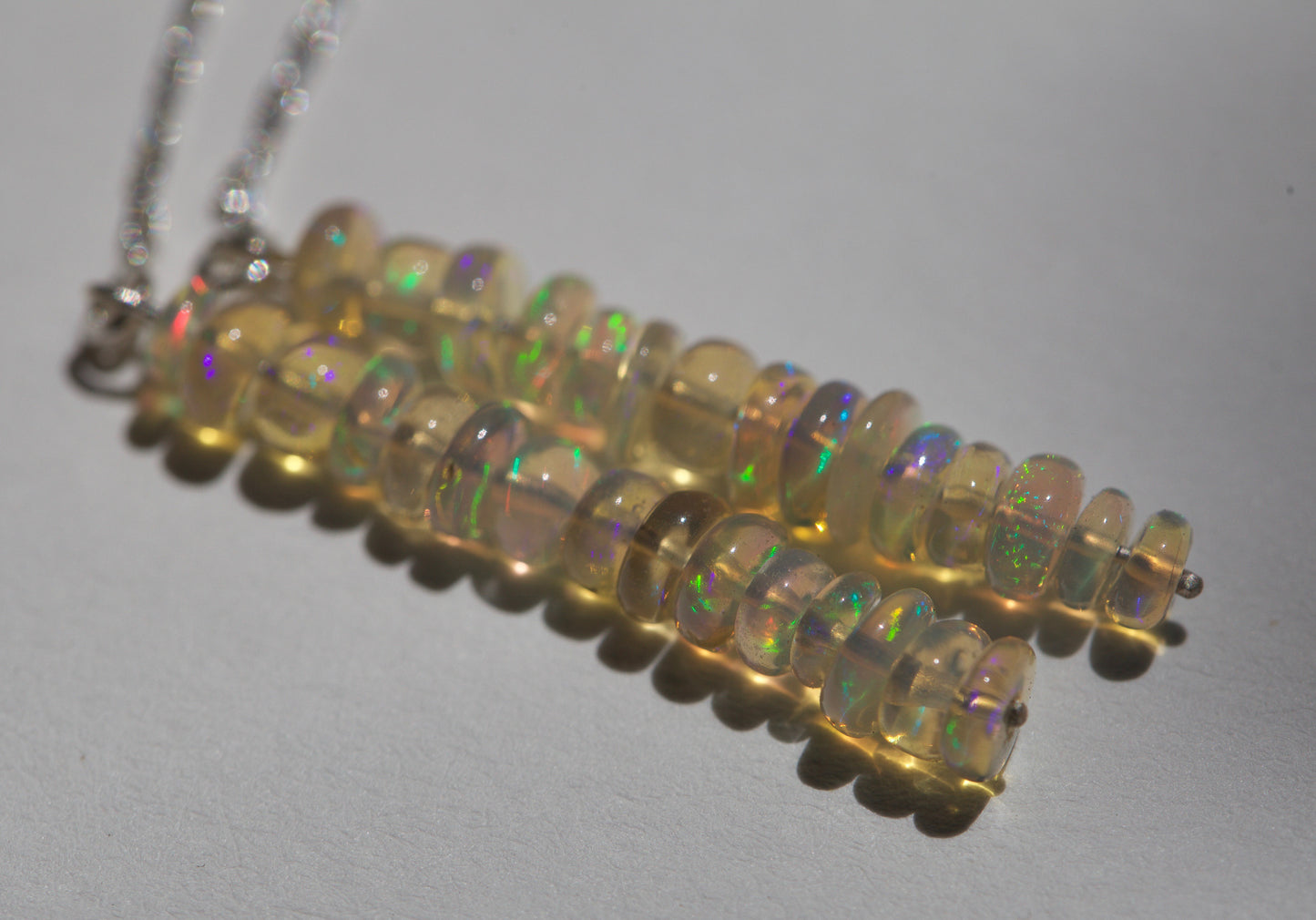 Opal Bead Threader Earrings