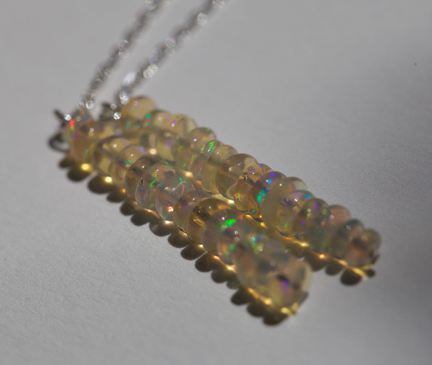 Opal Bead Threader Earrings