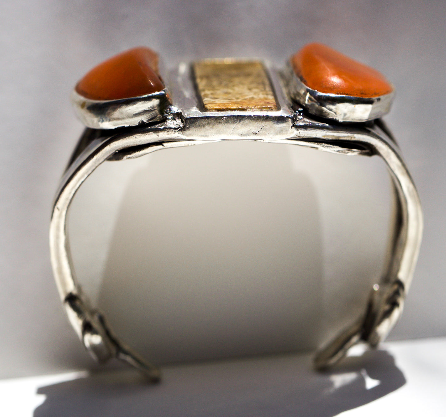 Carnelian Agate & Fossilized Coral Cuff