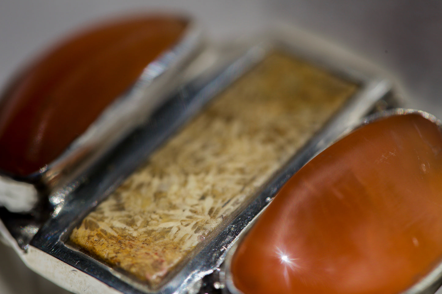Carnelian Agate & Fossilized Coral Cuff