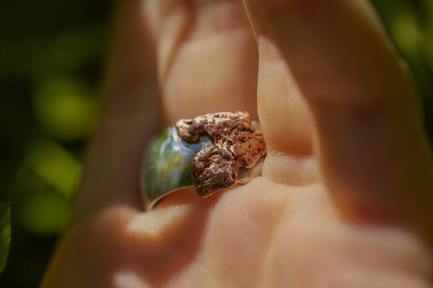 Natural Copper & Silver Ring - Size 11