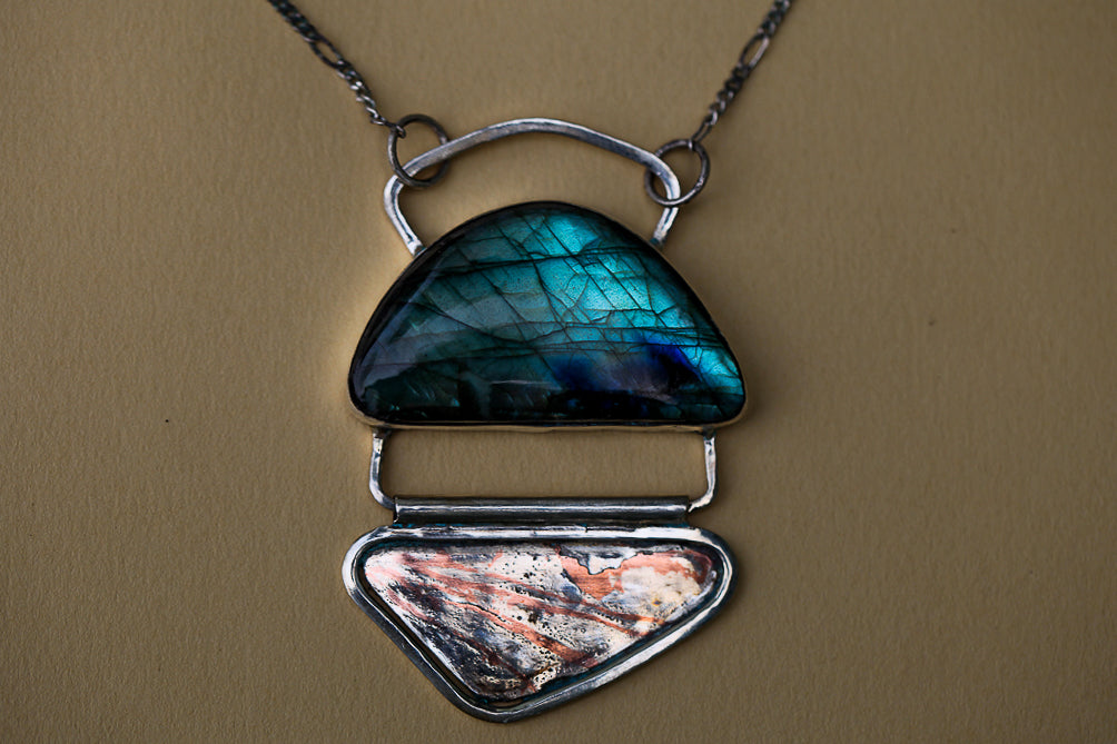 Labradorite Mokume Gane Butterfly Wing Necklace