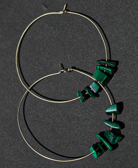 Green Malachite Hoop Earrings