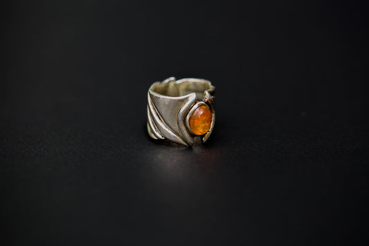 Fire Opal Shield Ring