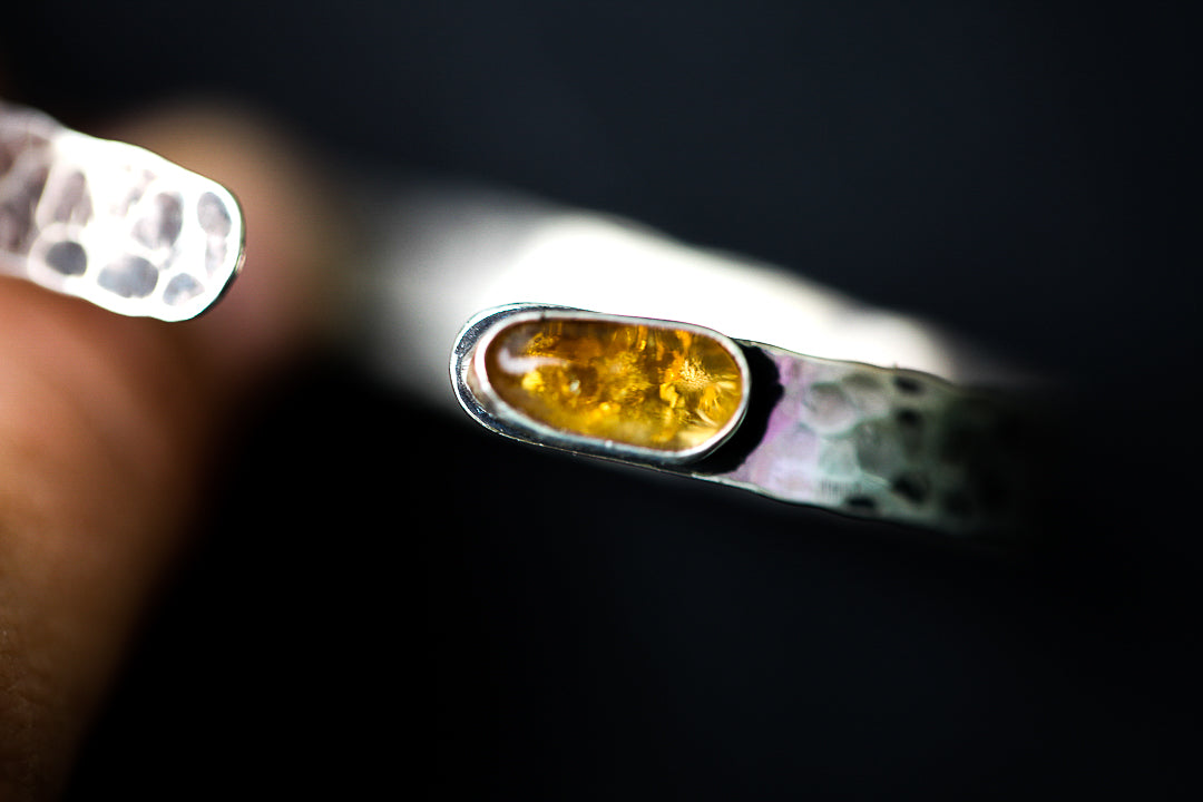 Hammered Sterling Silver  Citrine Bangle