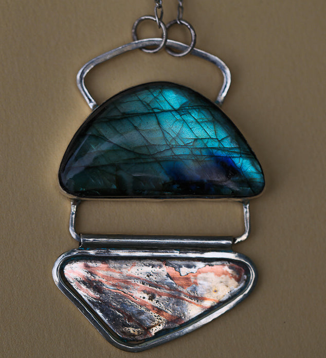 Labradorite Mokume Gane Butterfly Wing Necklace