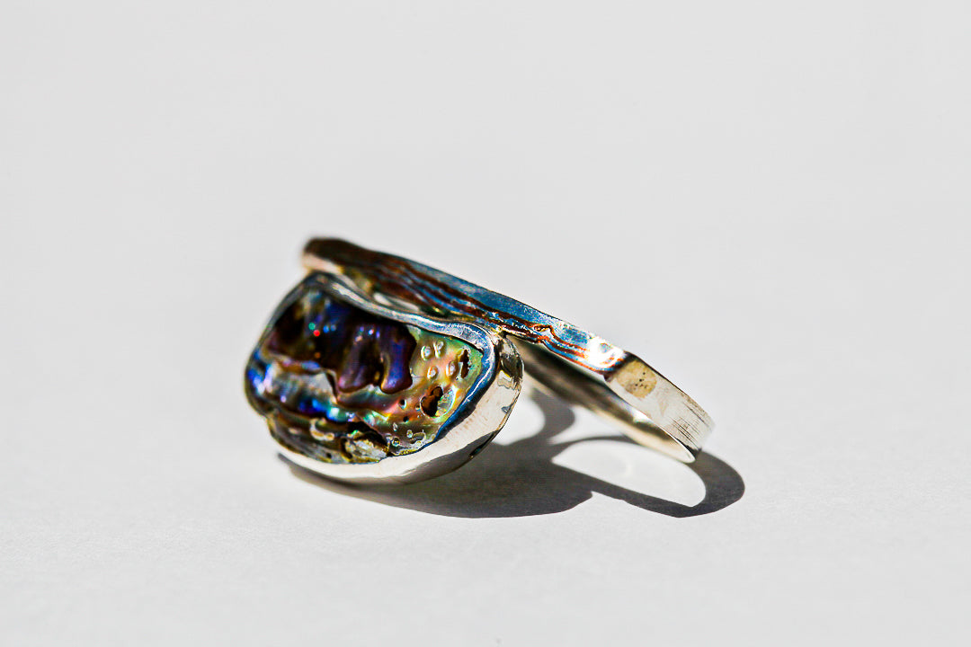 Abalone Mokume Double Ring (size 5.5 & 7.25)