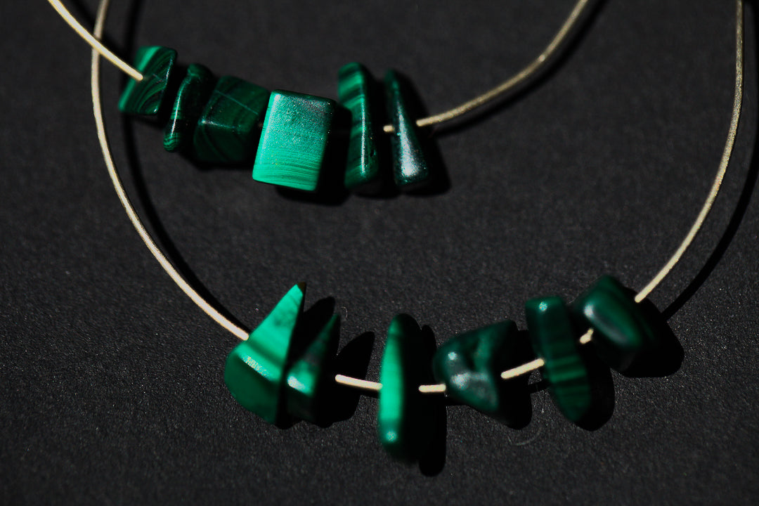 Green Malachite Hoop Earrings