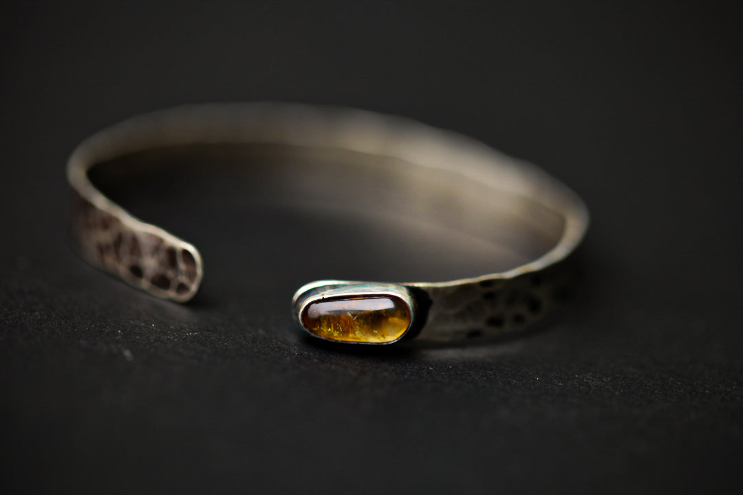 Hammered Sterling Silver  Citrine Bangle