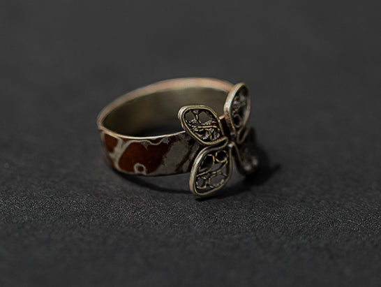 Mokume Gane & Filigree Butterfly Ring (size 6.75)