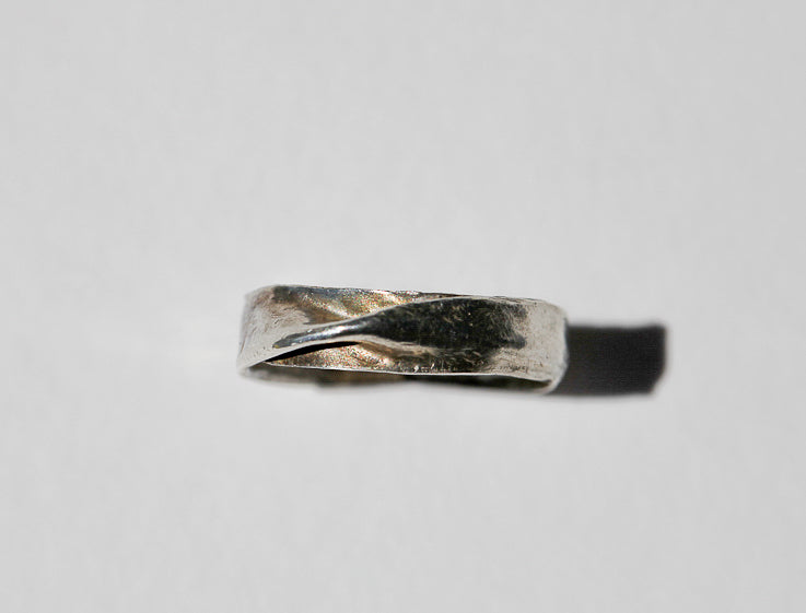 Over Easy Ring Sterling Silver Folded Form Ring (size 6)