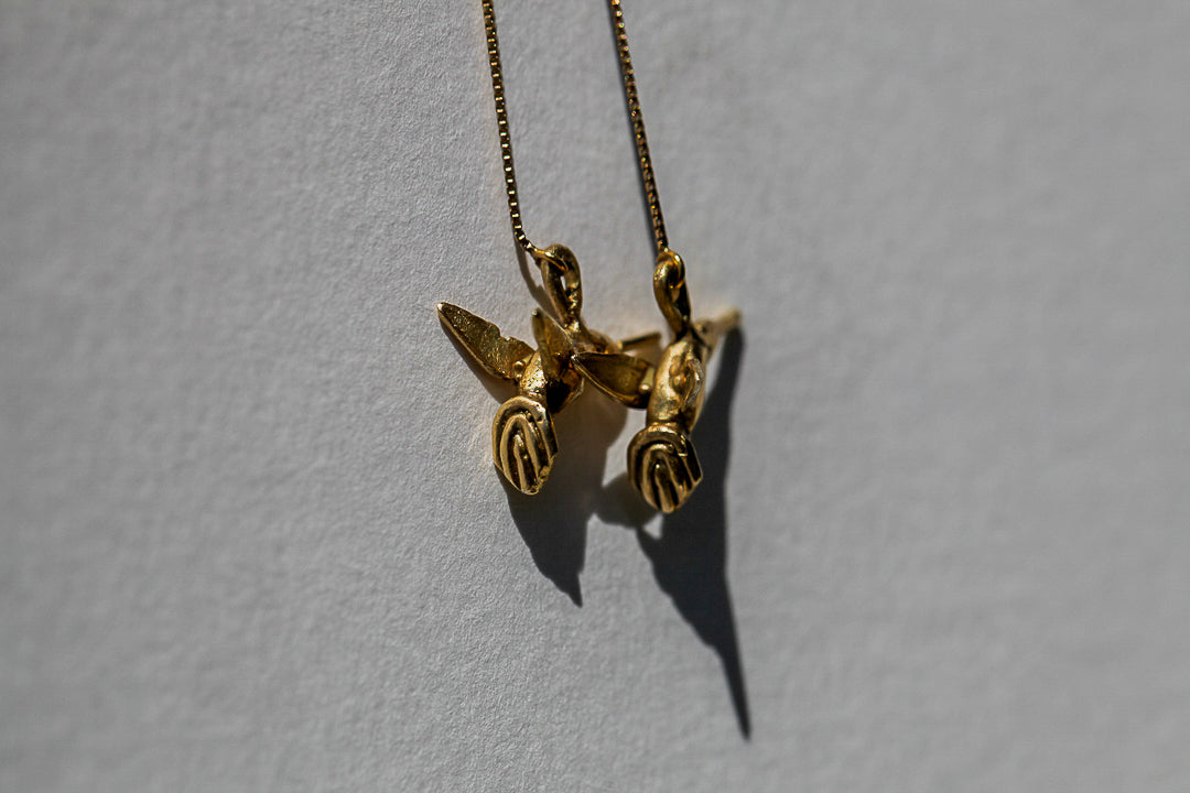 Gold Hummingbird Threader Earrings