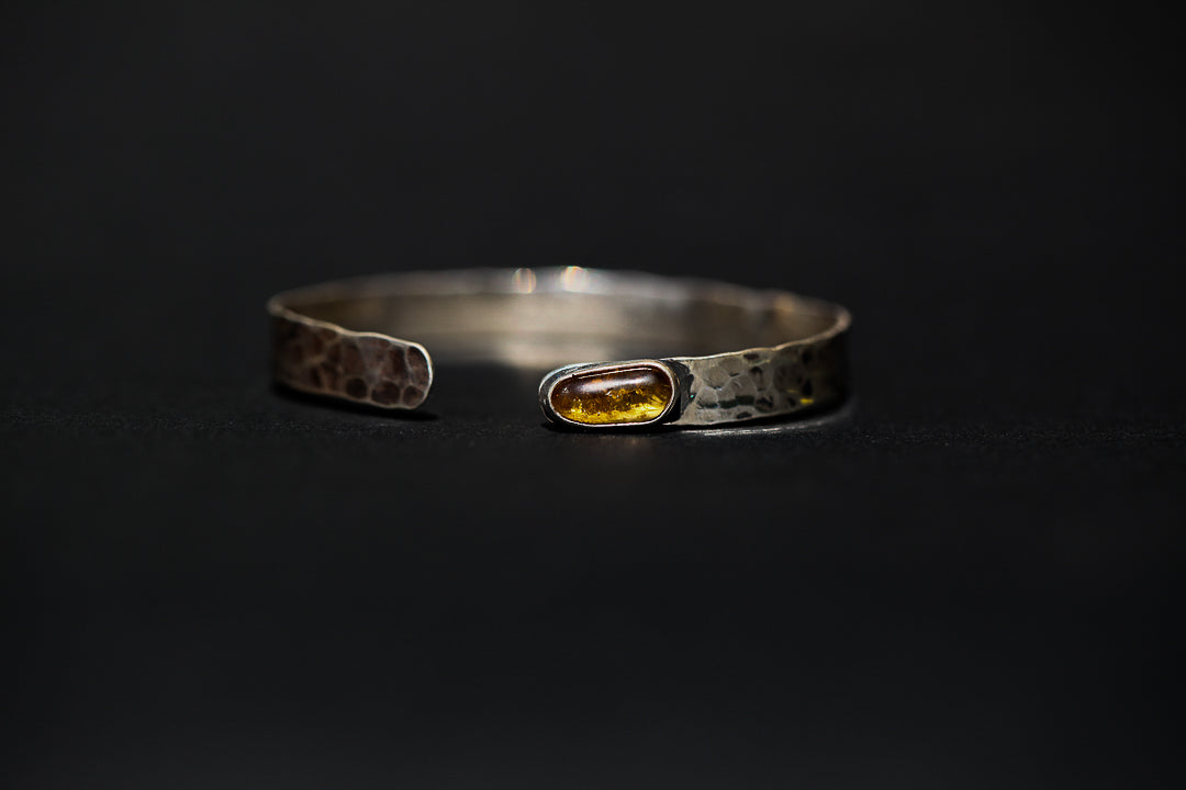 Hammered Sterling Silver  Citrine Bangle