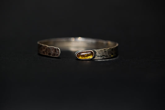 Hammered Sterling Silver  Citrine Bangle