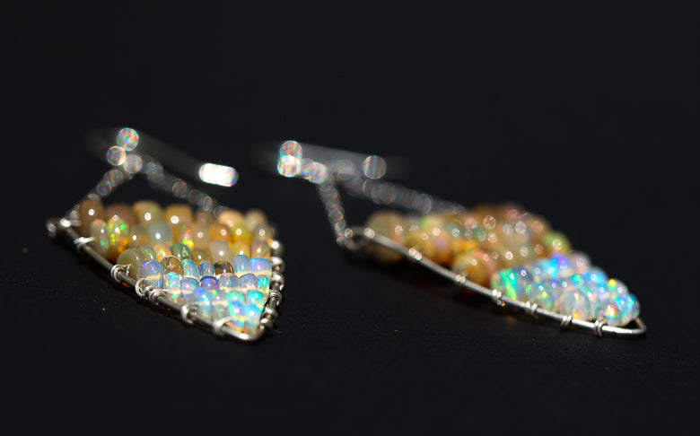 Fire & Ice Opal Beaded Earrings