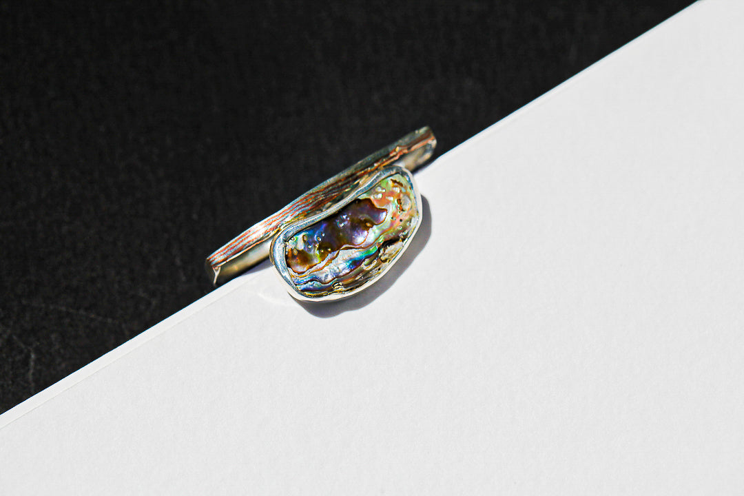 Abalone Mokume Double Ring (size 5.5 & 7.25)