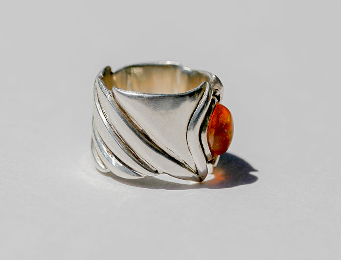 Fire Opal Shield Ring