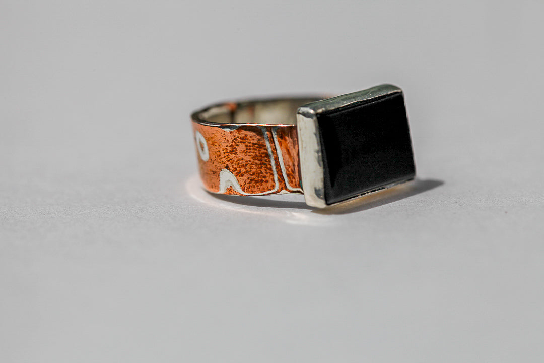 Onyx Mokume Gane Ring (size 9)