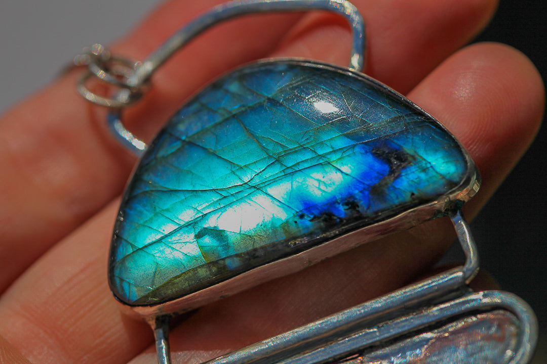 Labradorite Mokume Gane Butterfly Wing Necklace