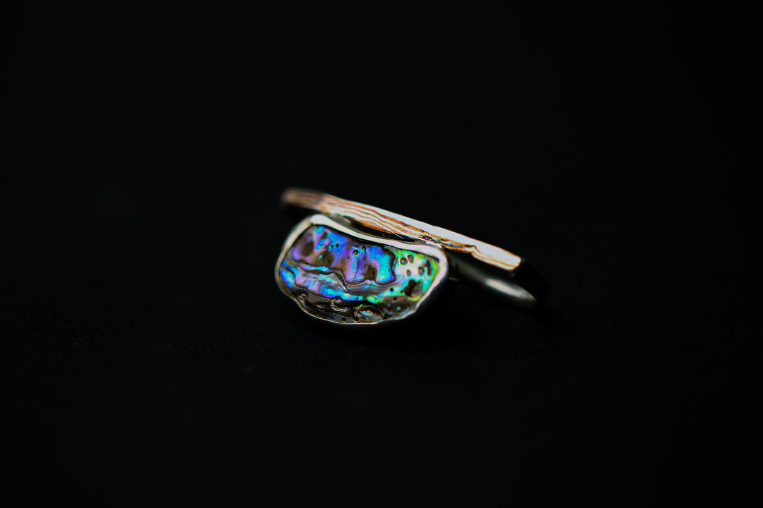 Abalone Mokume Double Ring (size 5.5 & 7.25)