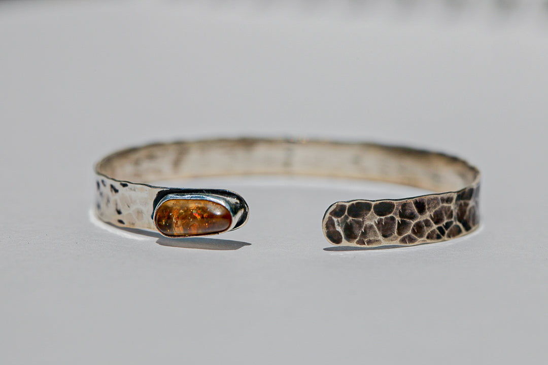 Hammered Sterling Silver  Citrine Bangle