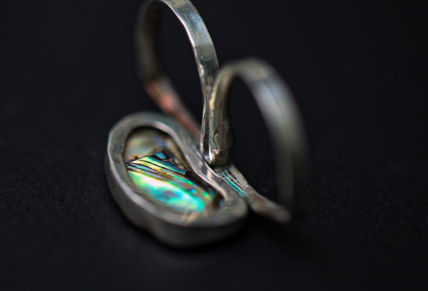 Abalone Mokume Double Ring (size 5.5 & 7.25)