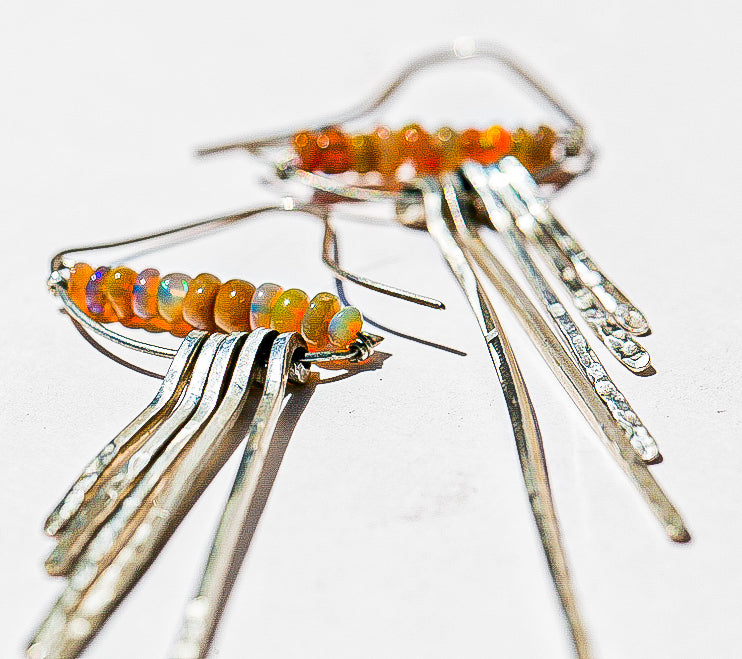 Fire Opal Fringe Earrings