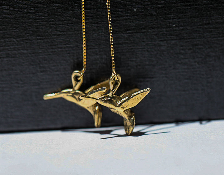 Gold Hummingbird Threader Earrings