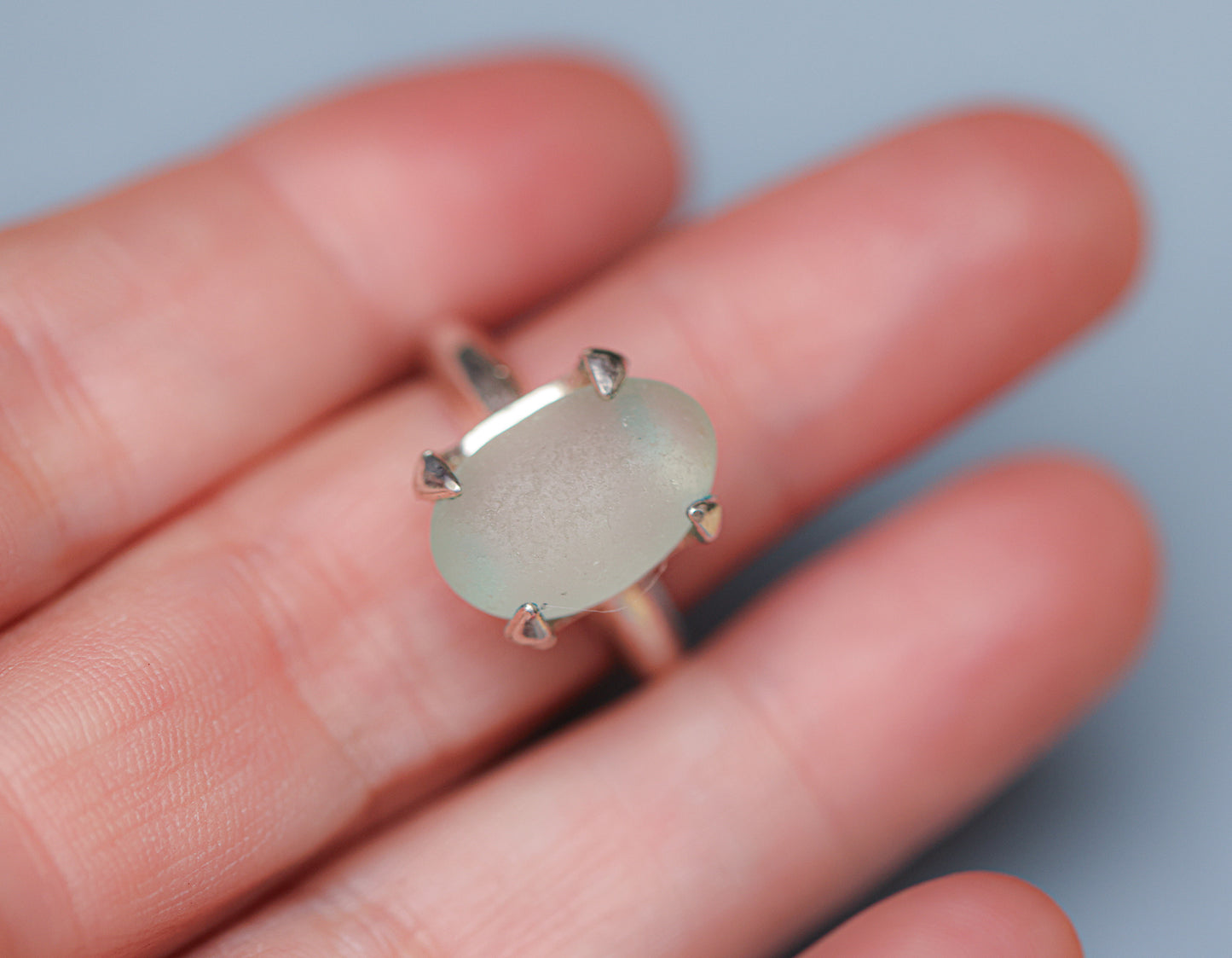 Baby Blue Davenport Seaglass Ring (size 6)