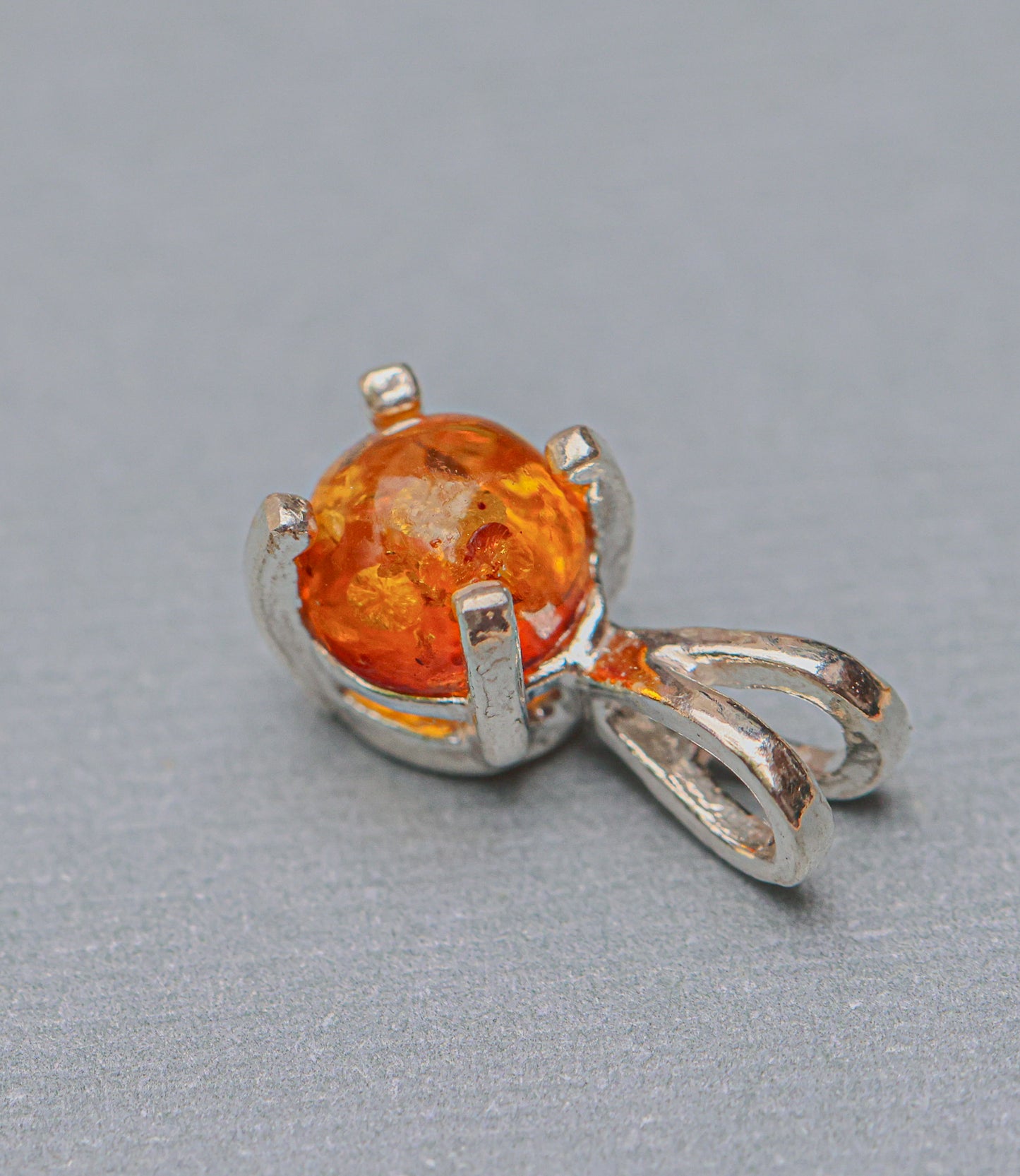 Small Sparkling Amber Pendant for Necklace