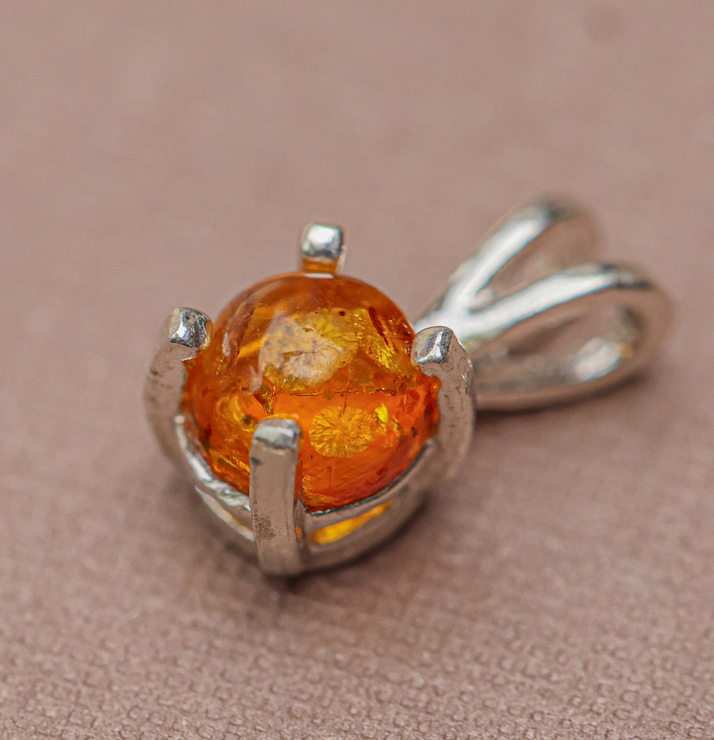 Small Sparkling Amber Pendant for Necklace