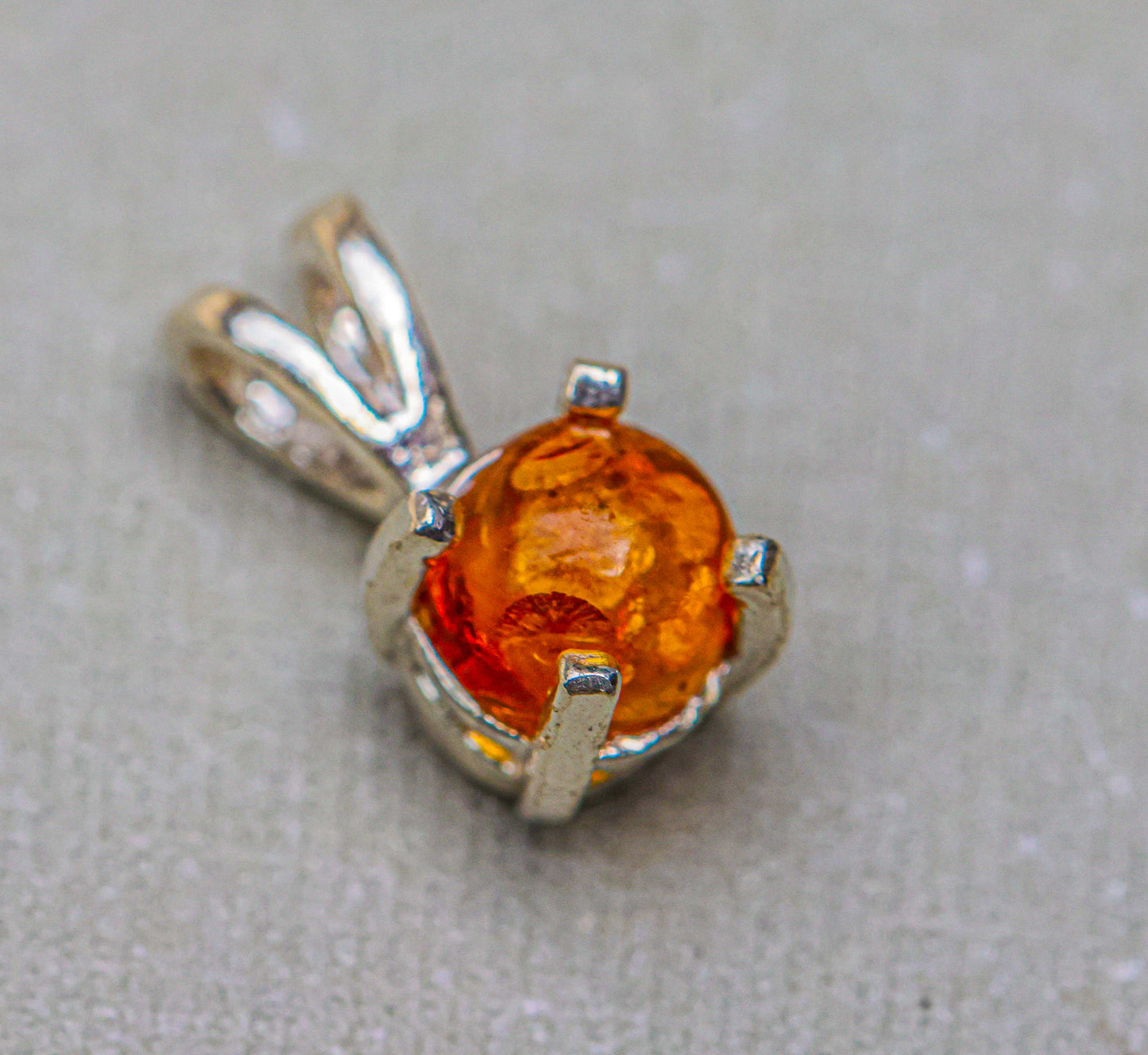 Small Sparkling Amber Pendant for Necklace