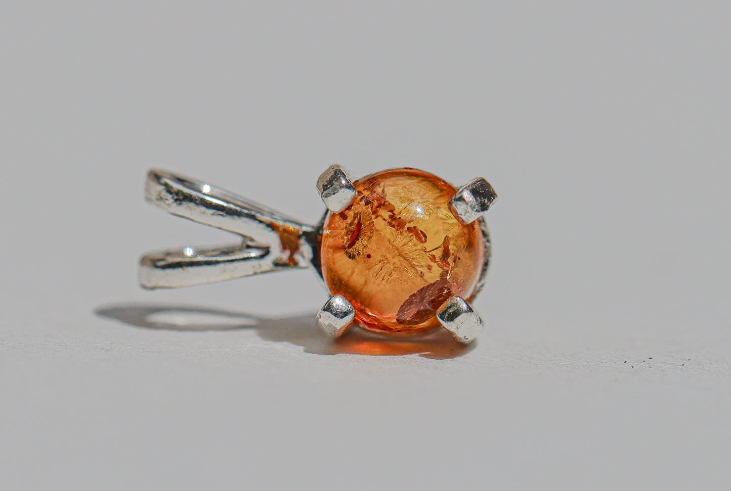 Small Sparkling Amber Pendant for Necklace