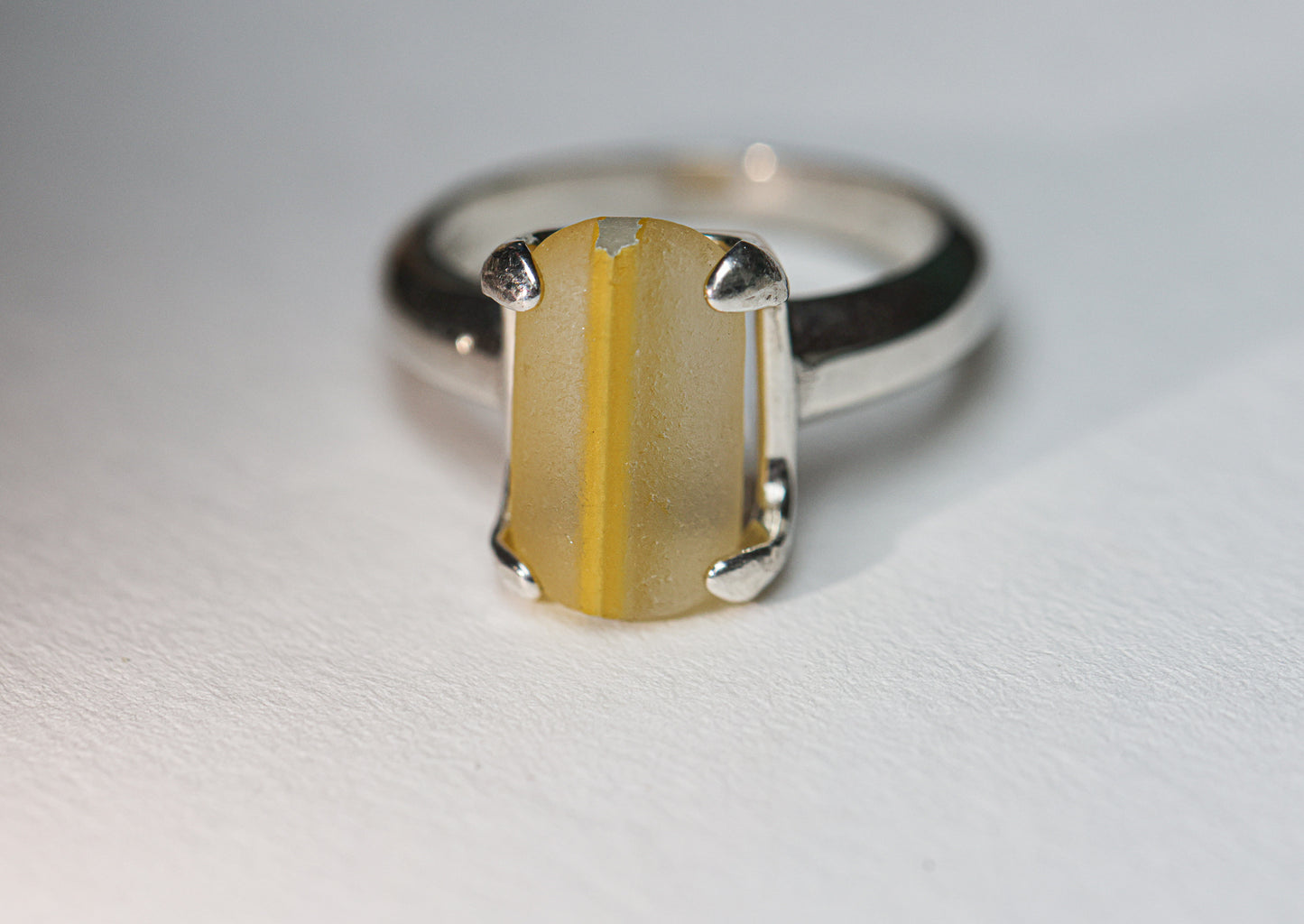 Rare Davenport Yellow Seaglass Ring (size 7)