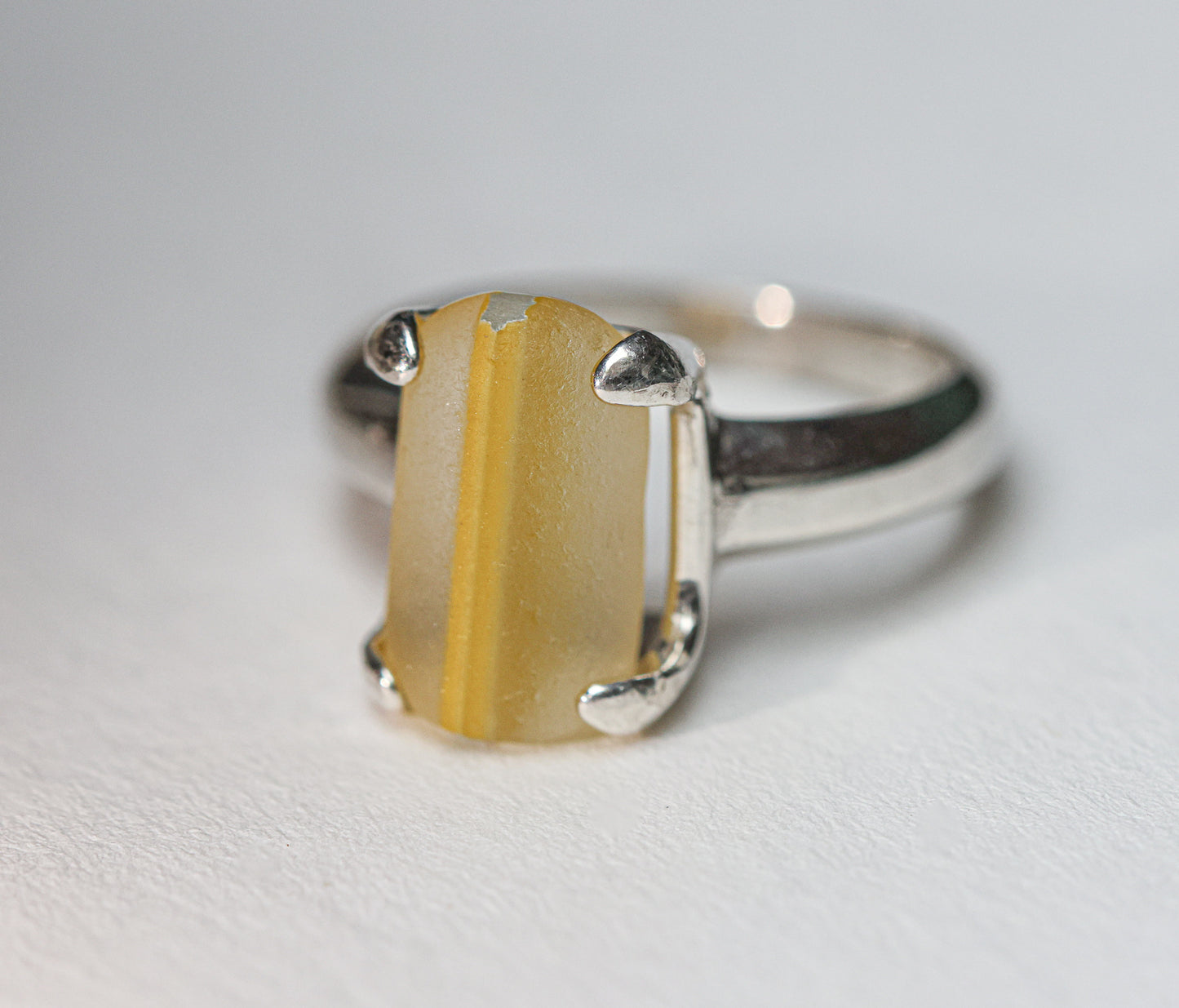 Rare Davenport Yellow Seaglass Ring (size 7)