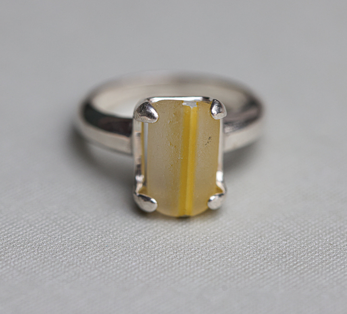 Rare Davenport Yellow Seaglass Ring (size 7)