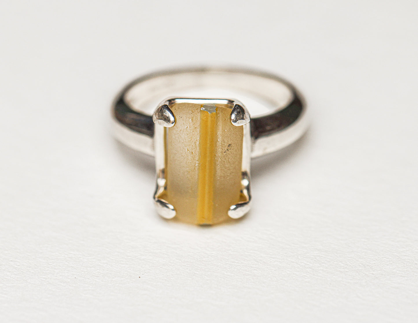 Rare Davenport Yellow Seaglass Ring (size 7)