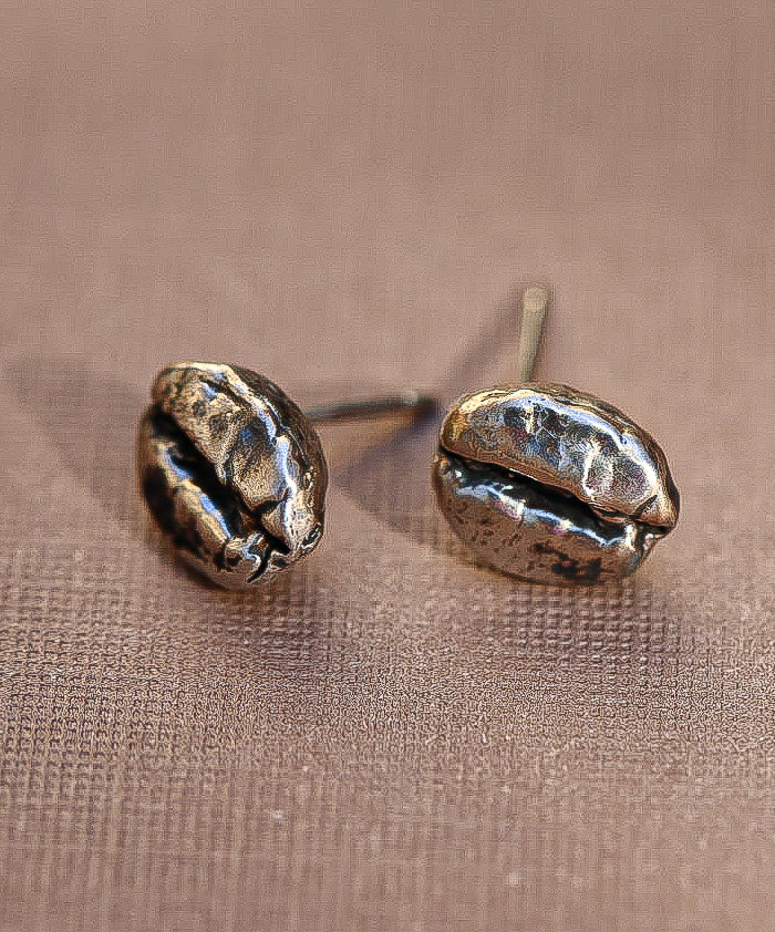 Coffee Bean Stud Earrings