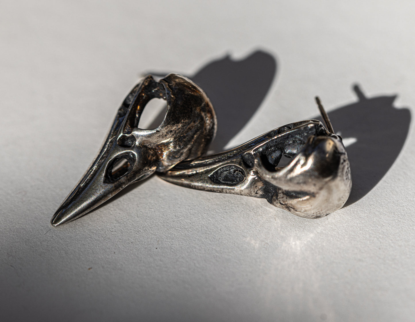 Large Crow Skull Stud Earrings