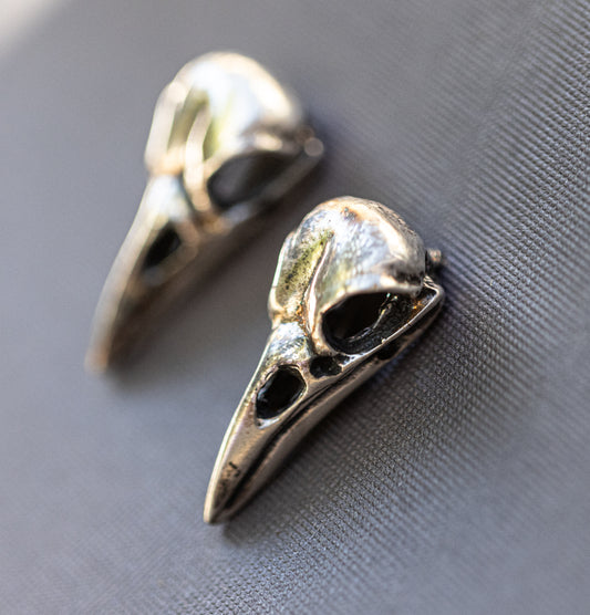 Large Crow Skull Stud Earrings