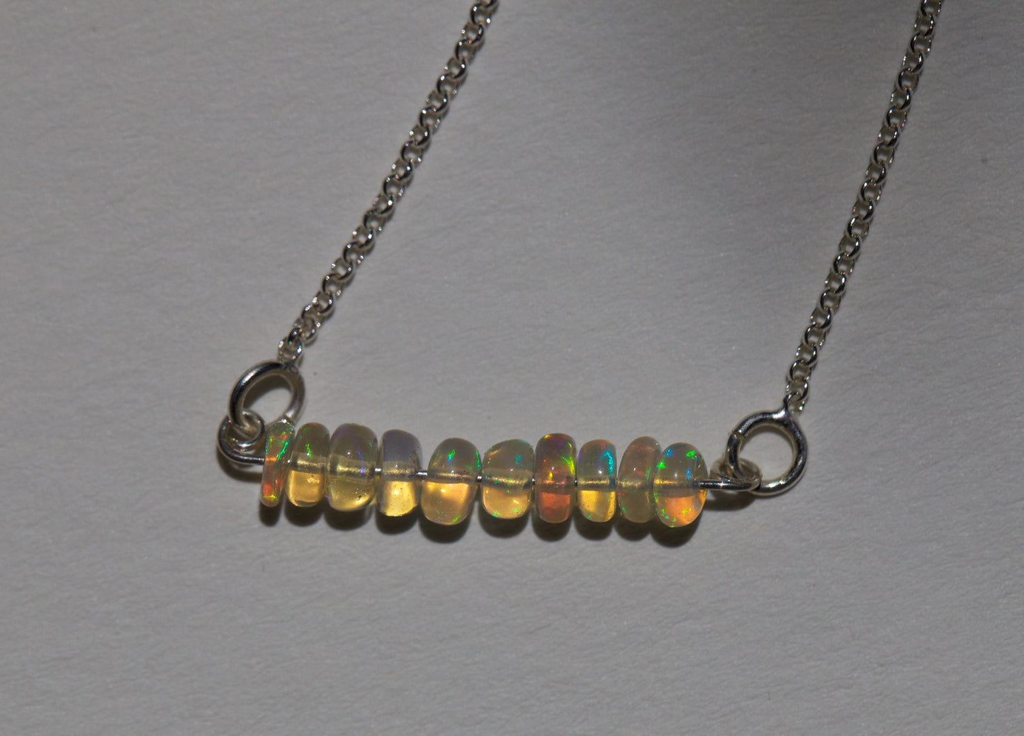 Opal Beaded Bar Necklace