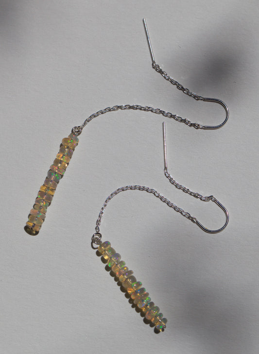 Opal Bead Threader Earrings