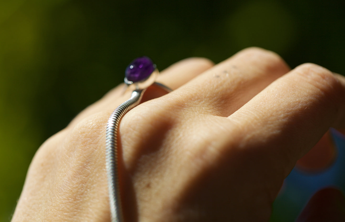 Amethyst Snake Chain Witchy Ring and Bracelet