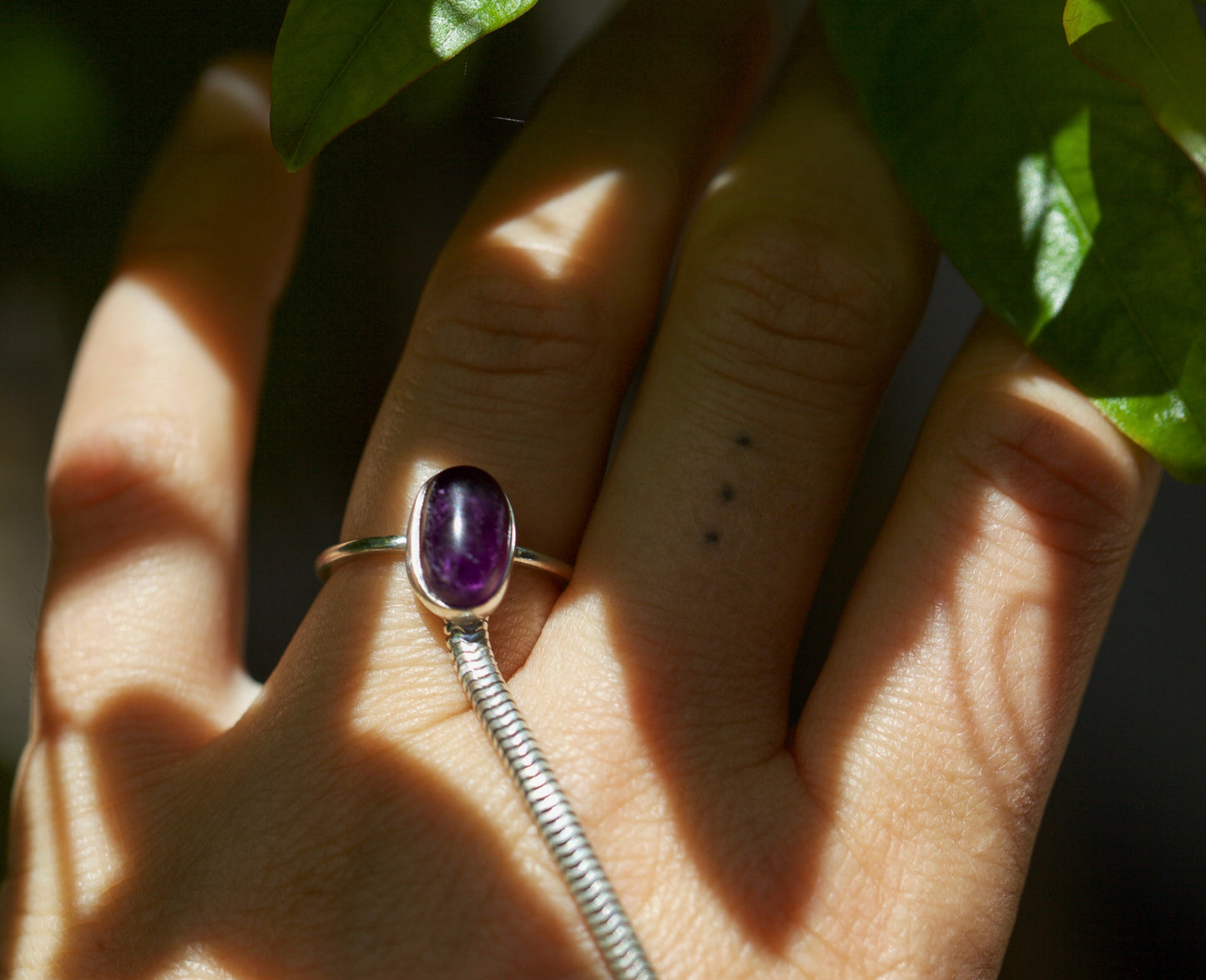 Amethyst Snake Chain Witchy Ring and Bracelet