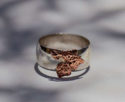 Natural Copper & Silver Ring - Size 11