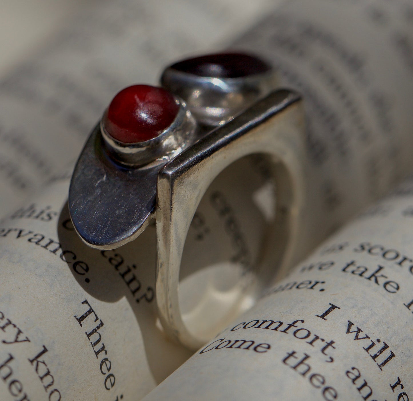 Deep Red Double Garnet Ring - Size 7