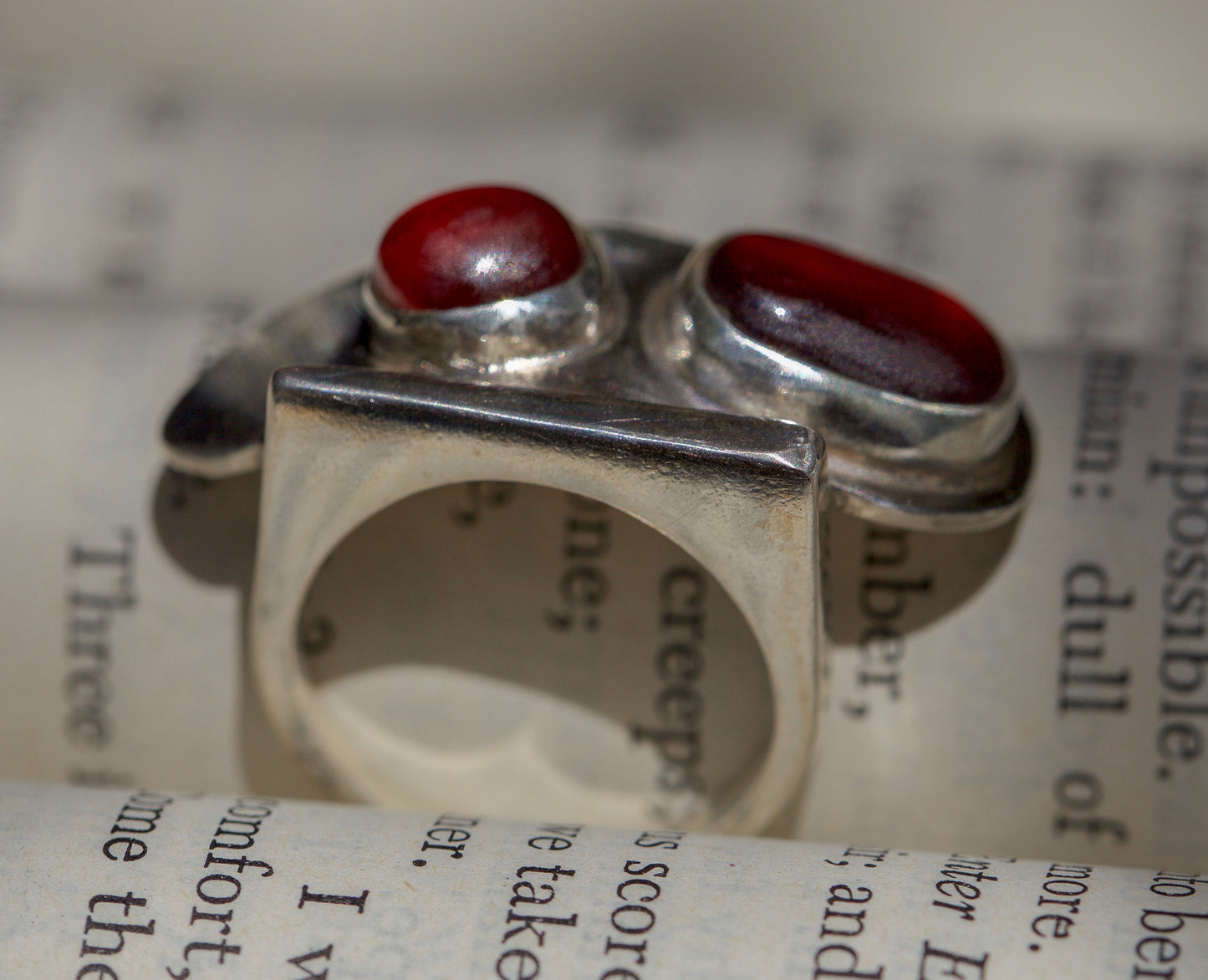 Deep Red Double Garnet Ring - Size 7